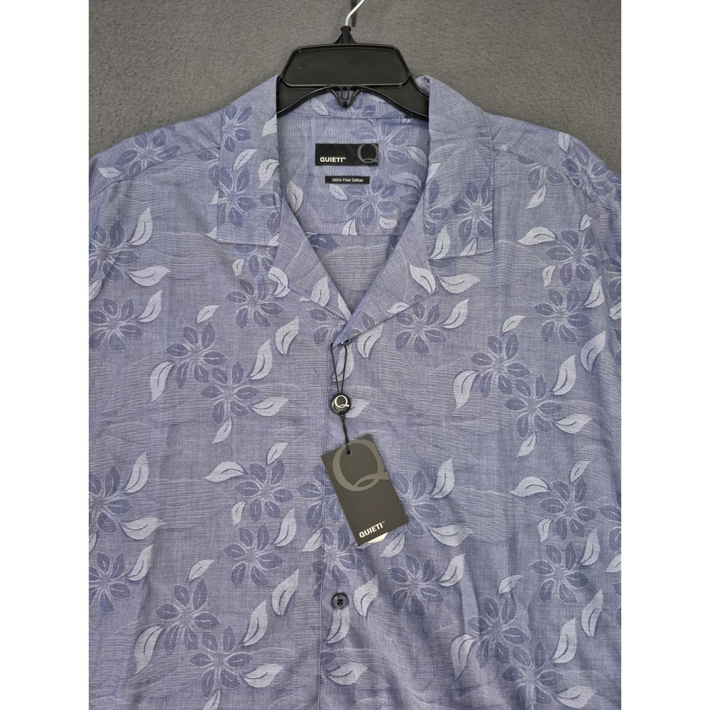 Quieti Mens 100% Cotton Camp Collar Floral Tropical Shirt Size XXL Blue NWT $110